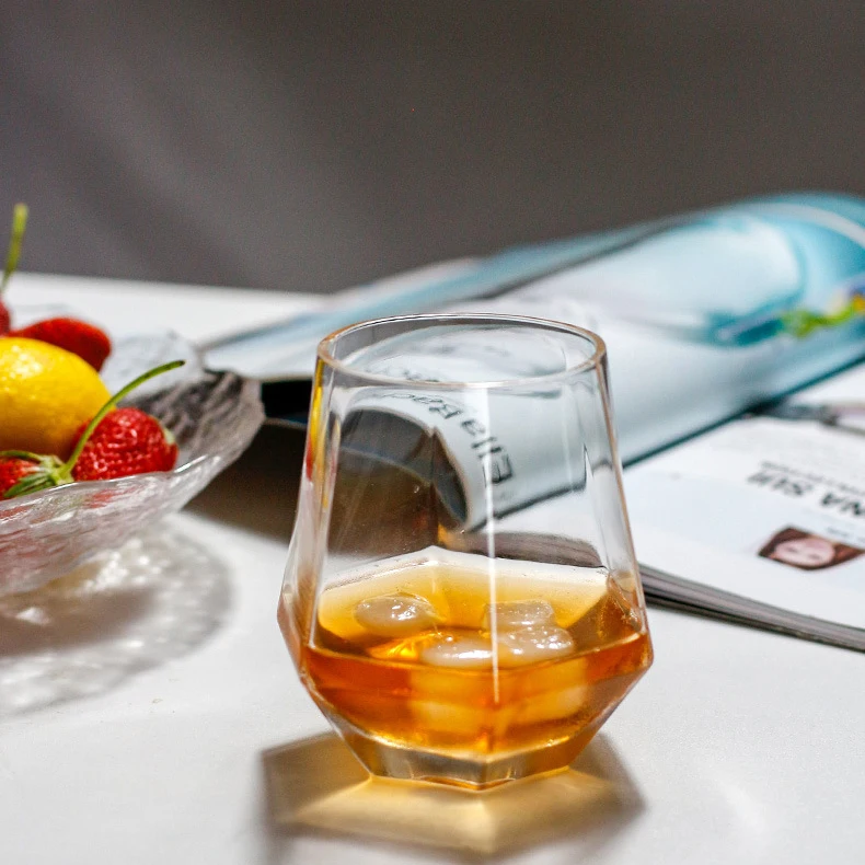 Household creative 300ml dazzling color Six-edge diamond water glass cup