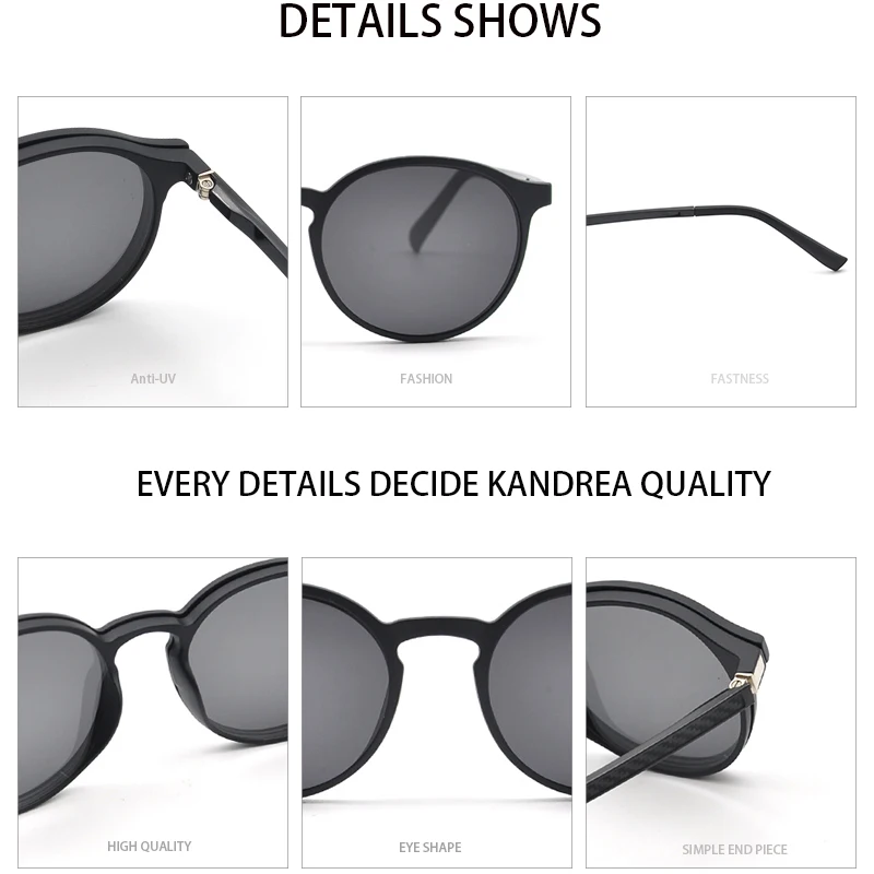 New Fashion Designer Sunglasses with Magnetic Polarized Clip-On AC Lenses and TR90 Metal Frame