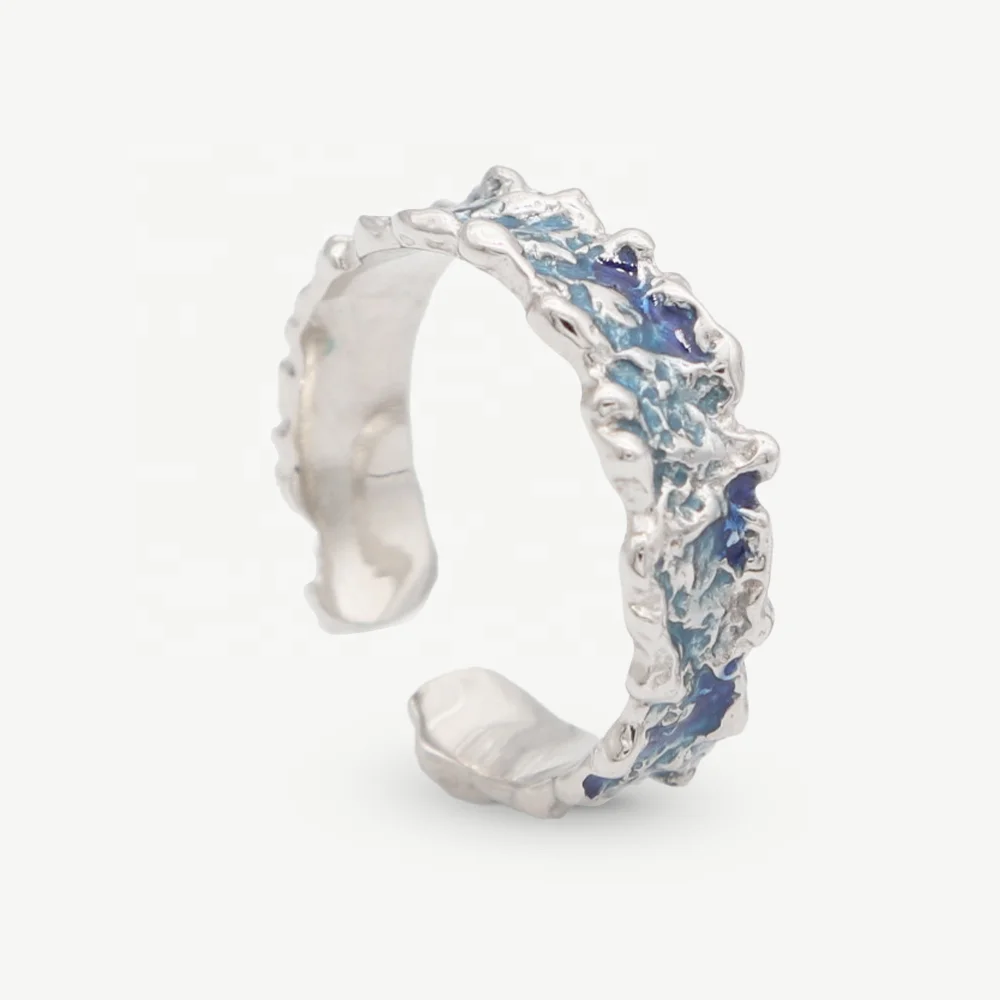 Chris April 925 sterling silver organic shape bumpy custom enamel ring