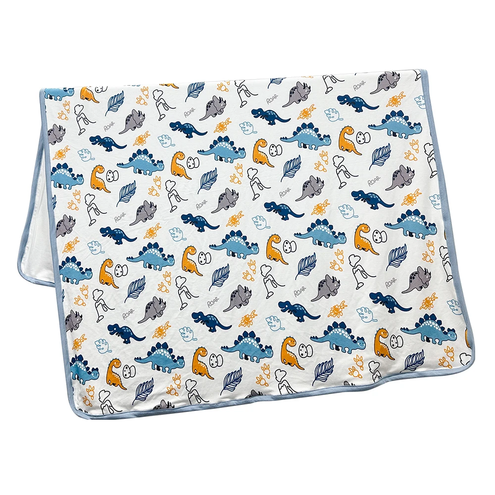 2 layers knitted blanket custom digital printing design super cool soft breathable cooling bamboo spandex baby blanket