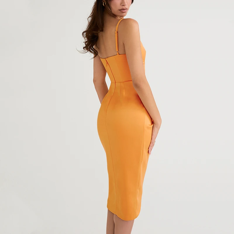 Ladies Pleated Sexy Evening Dress Sleeveless Skirt With Shoulder Straps For 2022