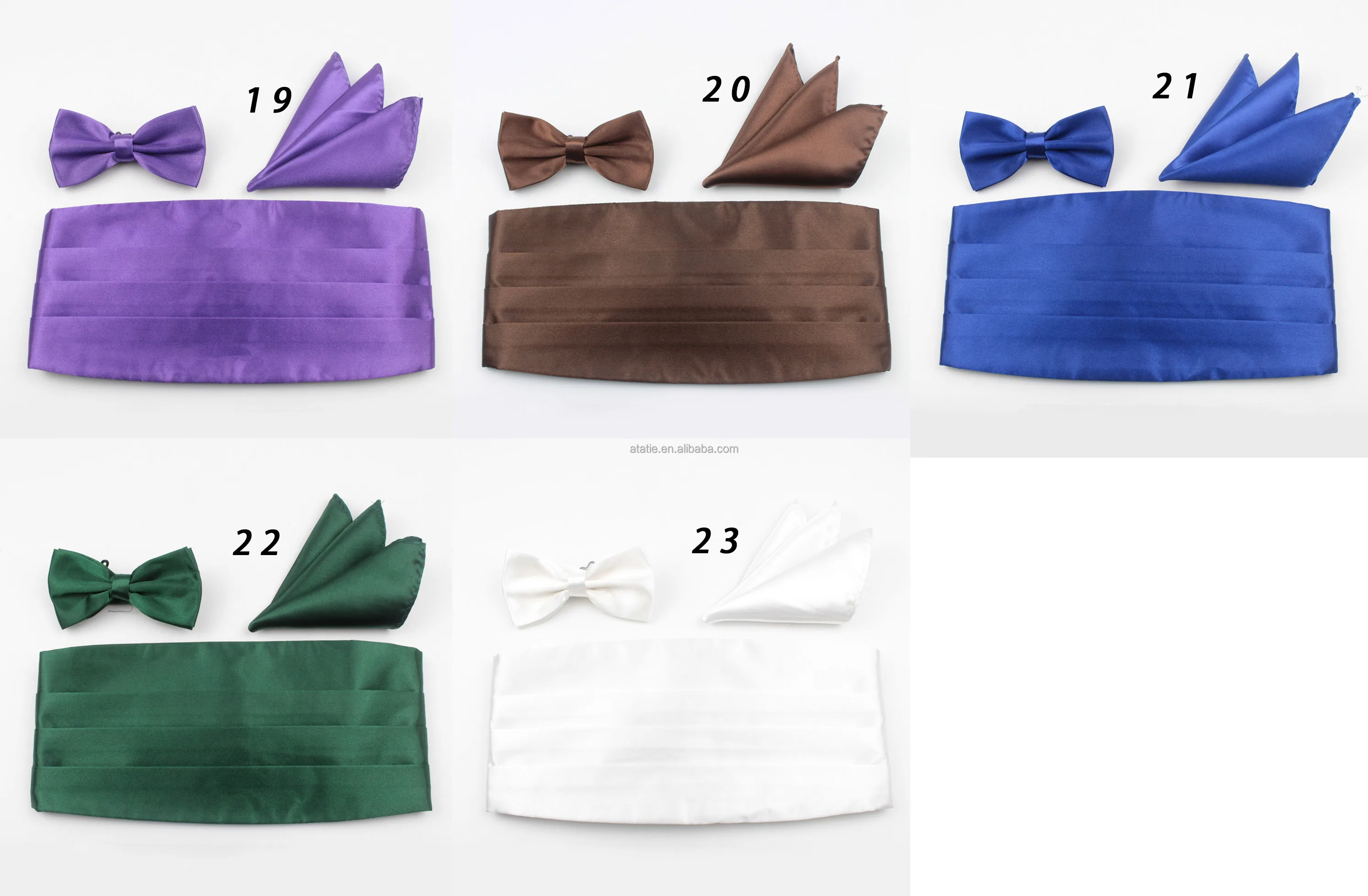 Wine Red 23 Solid Color Men Elastic Cummerbund Waist seal Bow Tie Set Pocket Square Formal Luxury Tuxedo Suit Accessories Gift