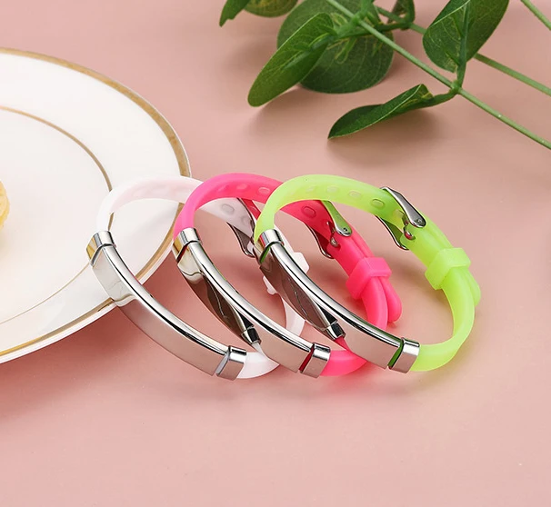 Personalize Kids Baby ID Wristband Bracelet Soft Silicone Rudder Stainless Steel Children Girls Boys Custom Emergency Name Phone