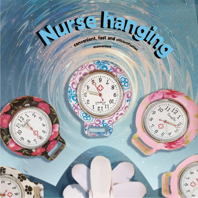 Popular Design Cheap Price Gift Watch Cartoon Hospital Medical Icons Health Heart Care Hang Clip Clock Silicone Nurse Watch