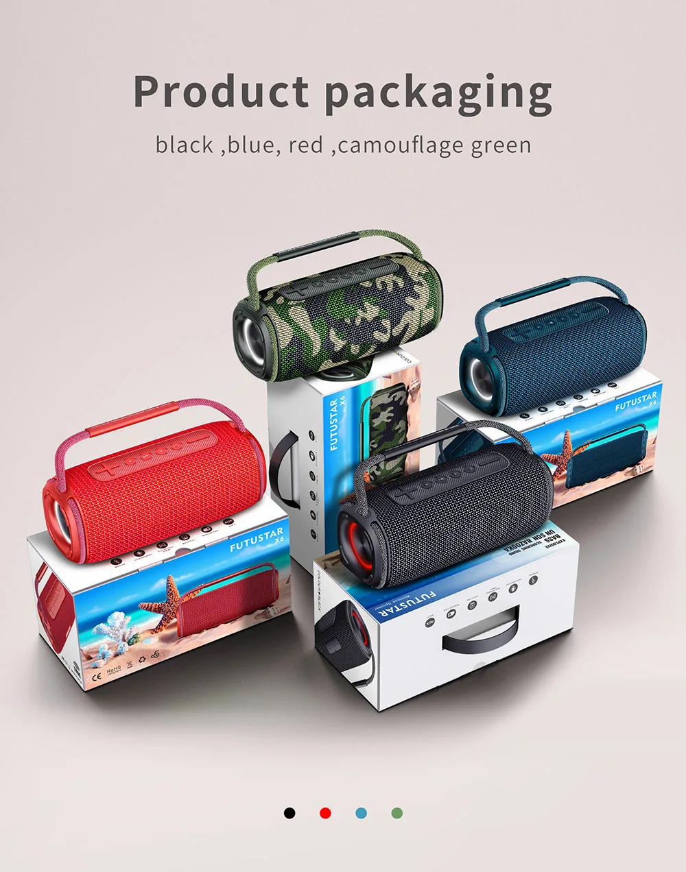 20W Stereo Built-in 5200mAh Battery Waterproof IPX6 BT TWS  Wireless Speaker