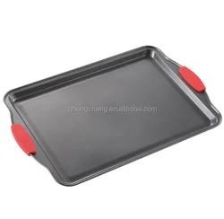 Nonstick Bakeware Set Baking Cookie Sheets Cake Muffin Bread Pan, 10 Piece, Latte Brown with Cranberry Red Grips