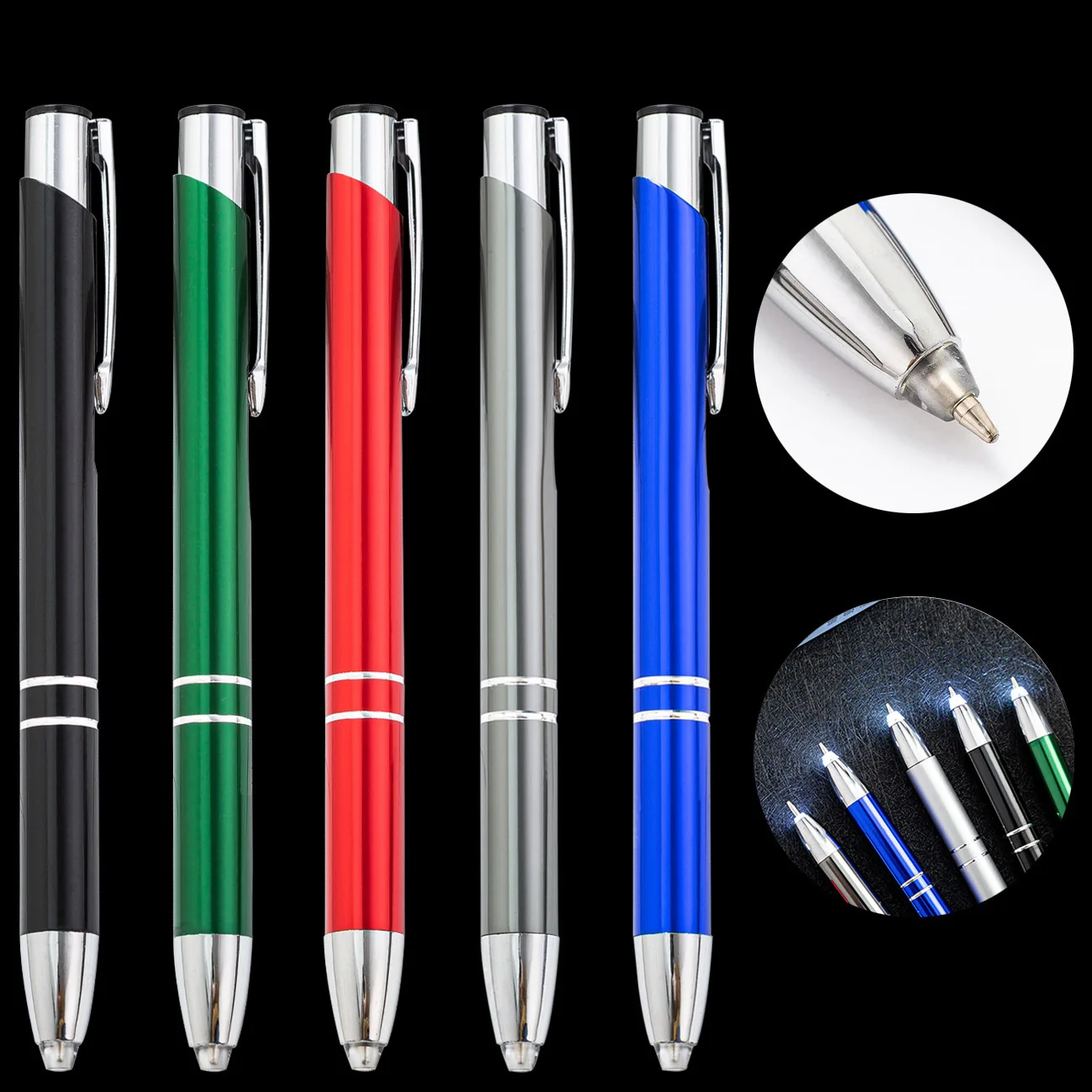 Wholesale 3 in 1 Multi Function Led Light Pen Promotional Metal Ball with Custom logo Ballpoint