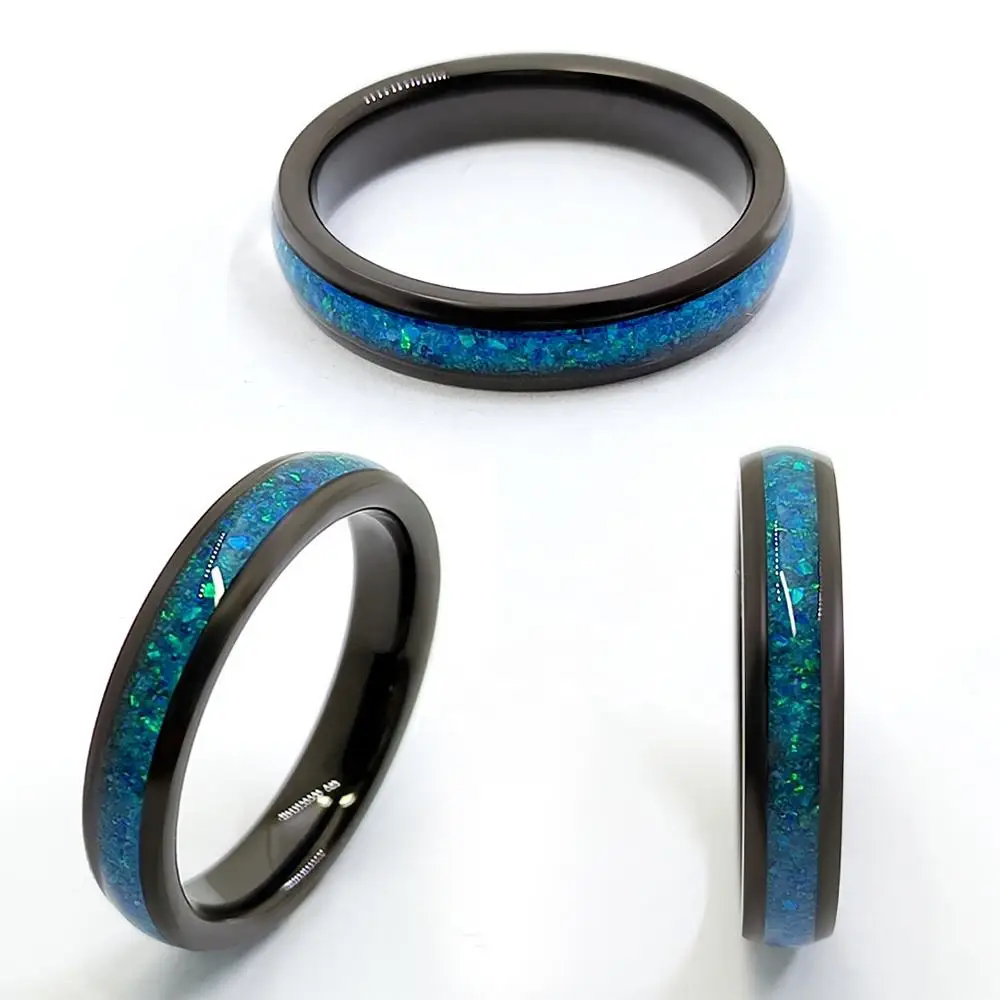4mm Different Opal Ring Men Women Luxury Band Tungsten Fashion Jewelry Nice Birthday Gift