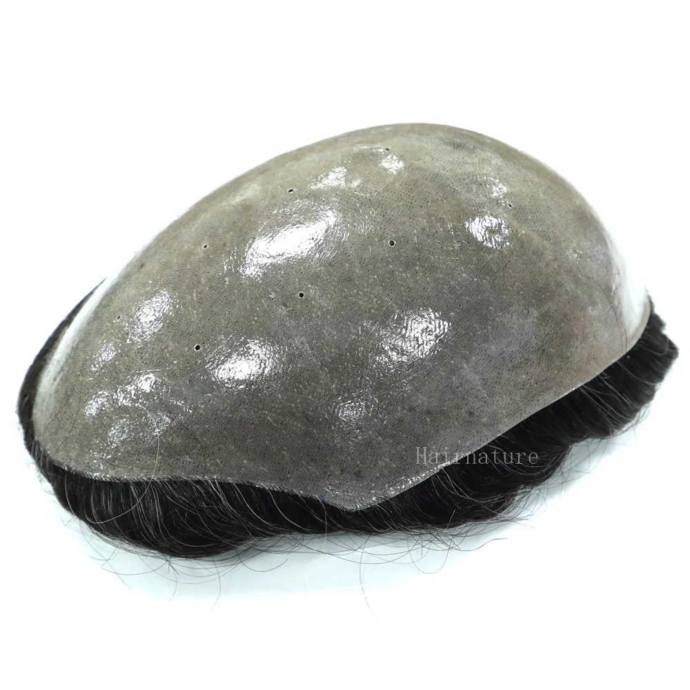 В наличии, система замены волос Polyskin 6x5x9 дюймов, левая часть, оптовая продажа для мужчин