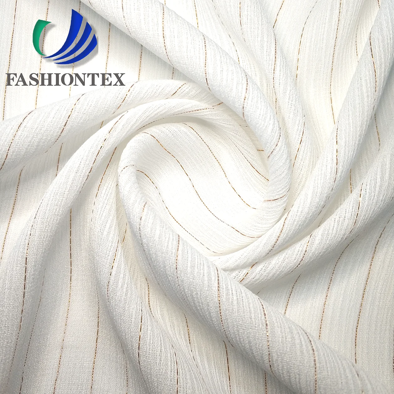 Fashiontex 50D golden lurex compound thick crepe fabric 100% polyester for dress