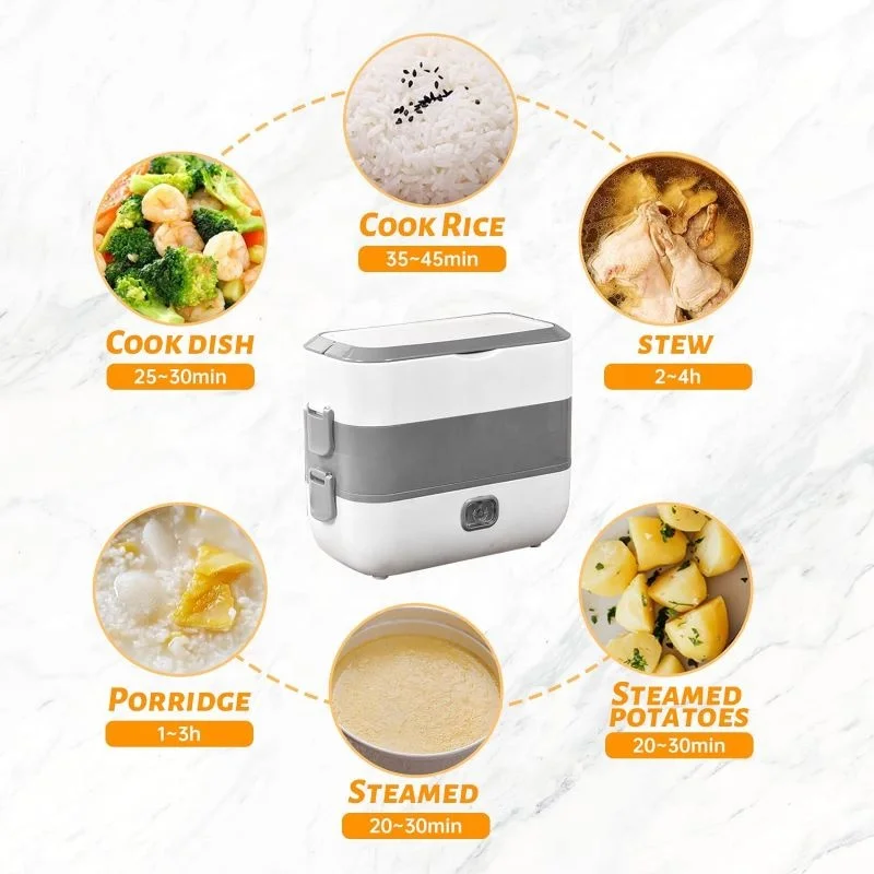 Portable Lunchbox Porridge Food Warmer Heater Electric Heating Lunch Box Mini Soup Stew Pot Rice Cooker