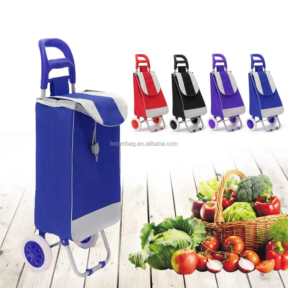 Folding Portable Shopping Cart Trolley Bag With Wheels Foldable Reusable Grocery Bags Vegetable Trolley Bag