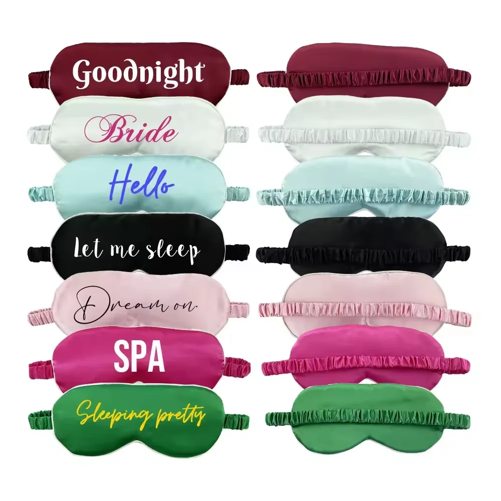 Custom LOGO Sleeping Eye Mask Silk Satin Sleep Eyemask 35 Blank Colors Stock For Sleep Beauty SPA Gift