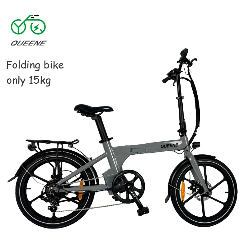 QUEENE European Factory Stock 250W 36V 20-Inch Magnesium Alloy Belt Drive Ebike with 400W Motor Power