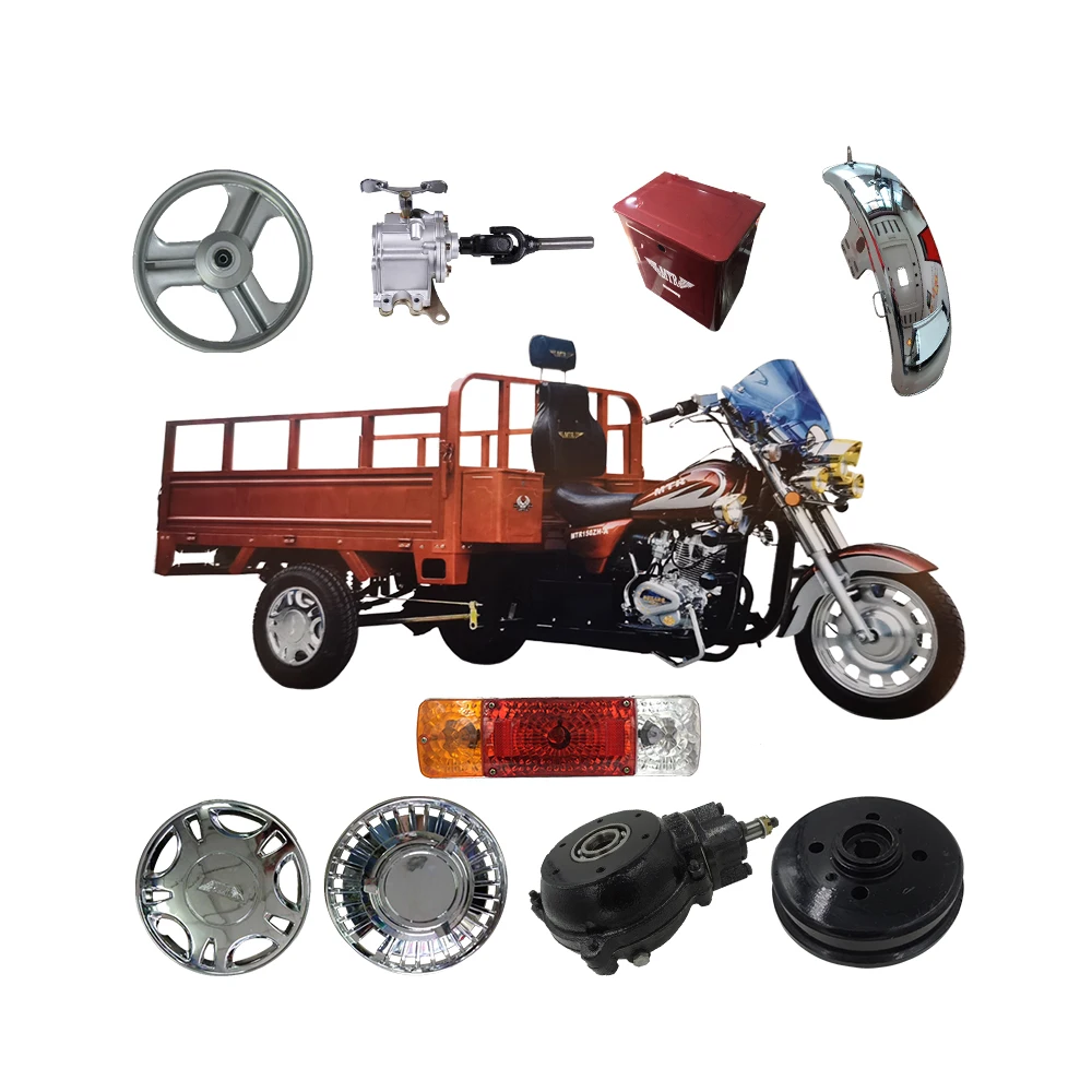 Hot sale high quality 150-200cc cargo motor tricycle genuine bordy parts front and rear lights reserve gear box for MTR