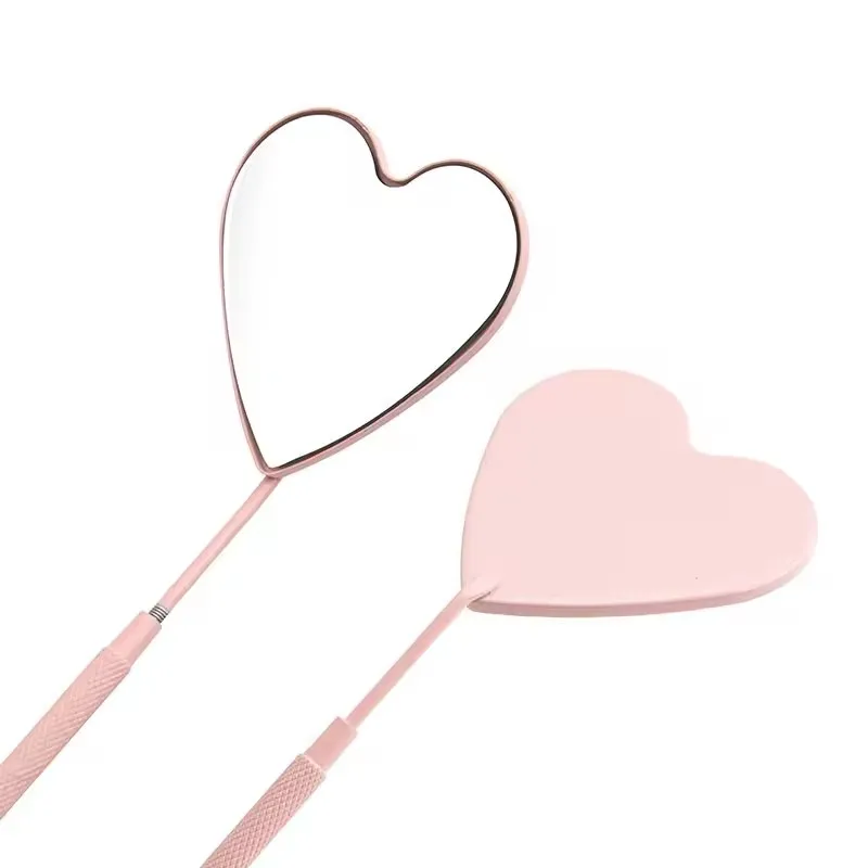 Wholesale Handheld Makeup Mirror High-definition Beauty Salon Handle Mirror Portable Carry-on Make-up Heart-shaped Small Mirror