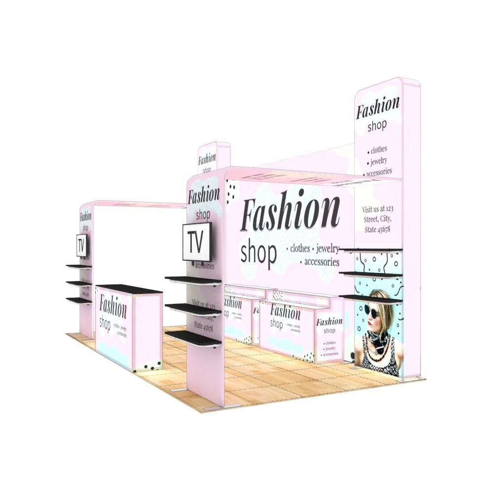 Attractive Backlit SEG Lightbox Expo Aluminum Profile Illuminated Fabric Print Modular 10X20 Trade Show Display Booth Exhibition