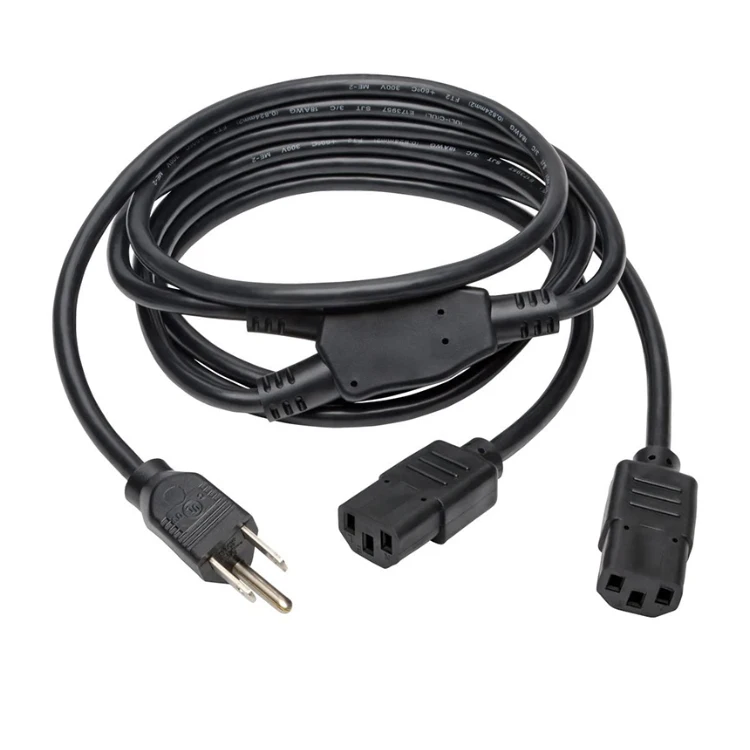IEC 320 NEMA 5-15P Male Plug to 2 x C13 Double Female Y Type Splitter Power  Extension Cord for Home Appliance