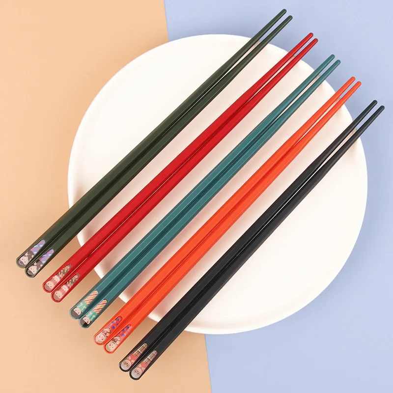 Moisture proof alloy pointed chopsticks five pairs of net red color