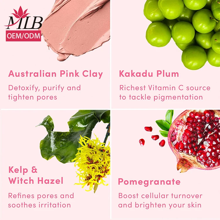 Private Label Pink Clay Mask Rose Face Powder Mask Oem For Facial Mask Oem