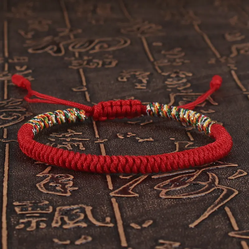 NJC Fashion Charm Lucky Men Tibetan Buddhist Adjustable Handmade Knots Red Rope Bracelets For Women Jewelry