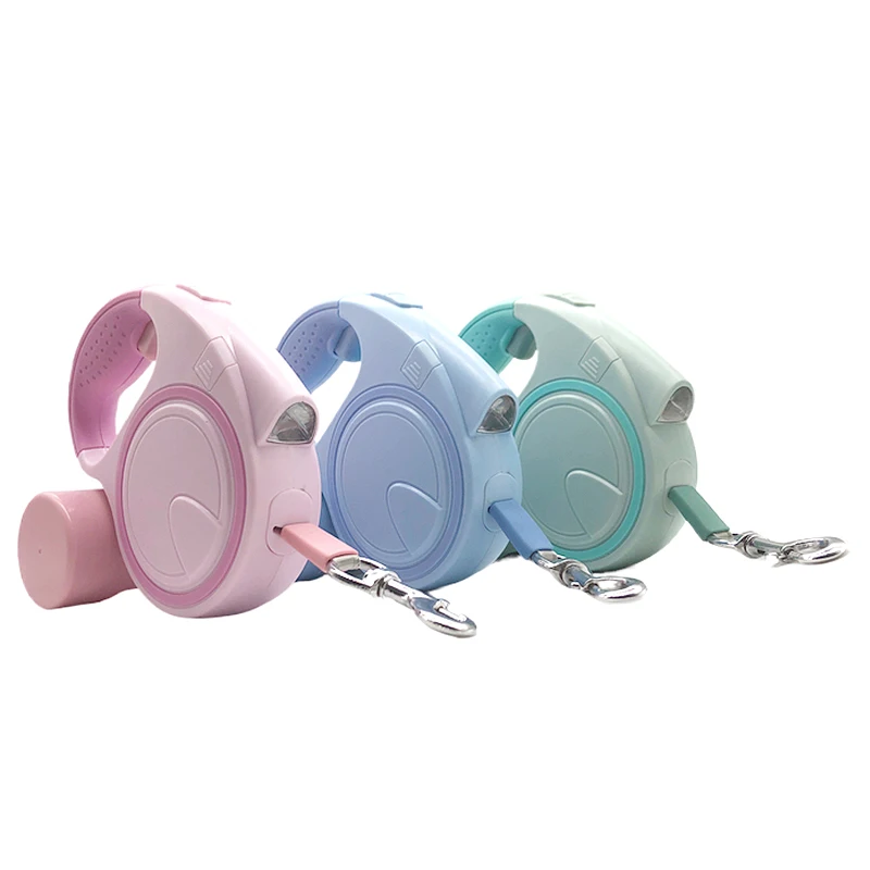 3 in 1 LED Lighting Large Dog Leash With Poop Bag Dispenser Dog Retractable Leash