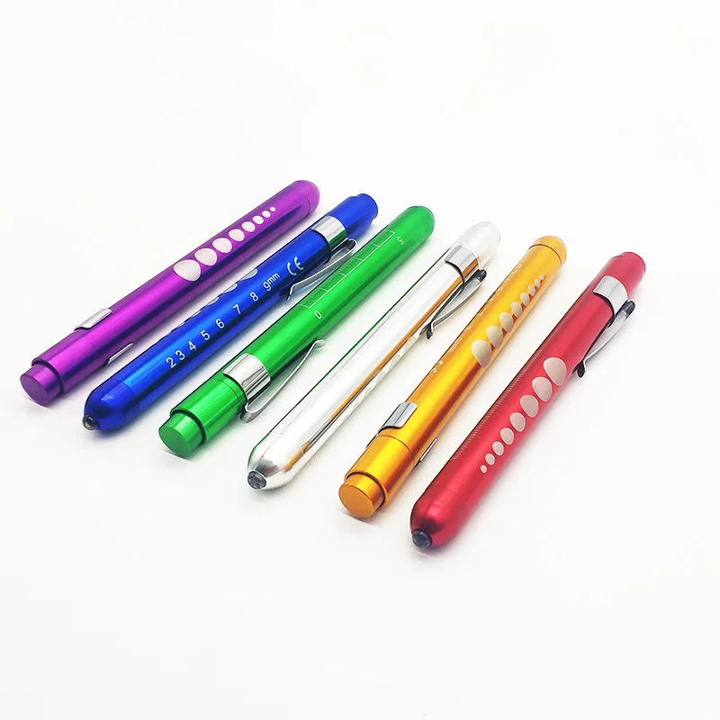 Nurse Doctor led pen type flashlight White and yellow light pocket medical diagnostic penlight with Pupil Gauge