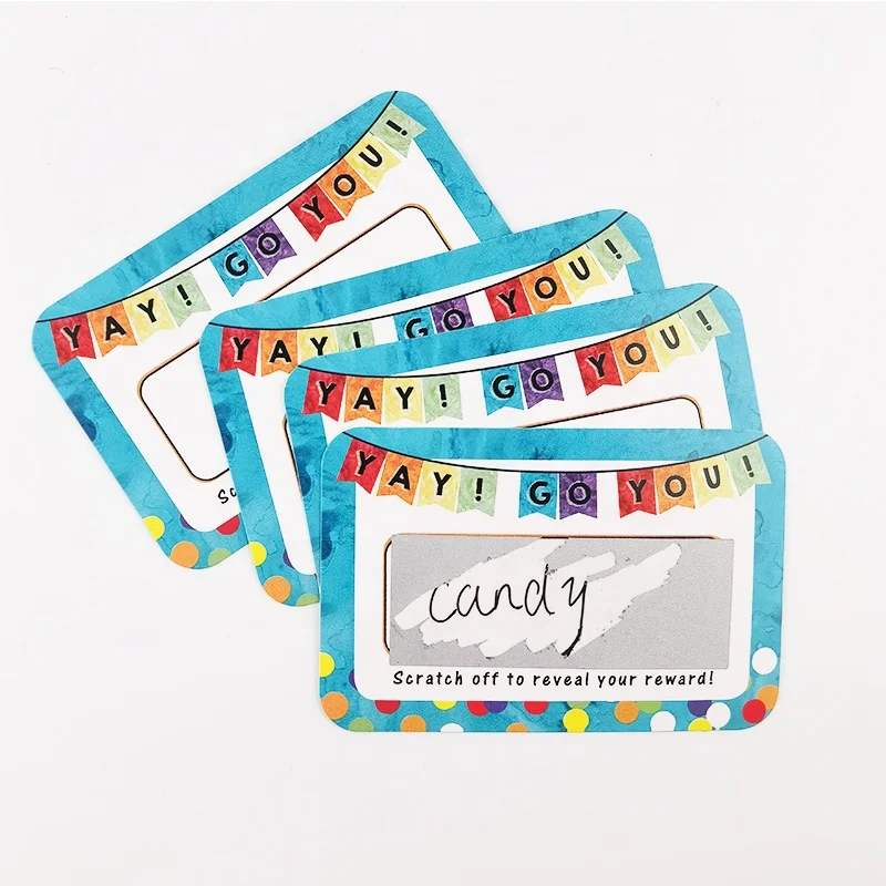 Custom Printed Paper Reward Card with Scratch off Sticker for Teachers Parents and Kids Offset Printing Packed in Carton