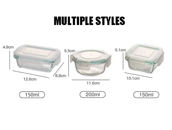 Leakproof Vacuum Seal Bulk Bento Lunch Box Rectangle Glass Food Storage Containers