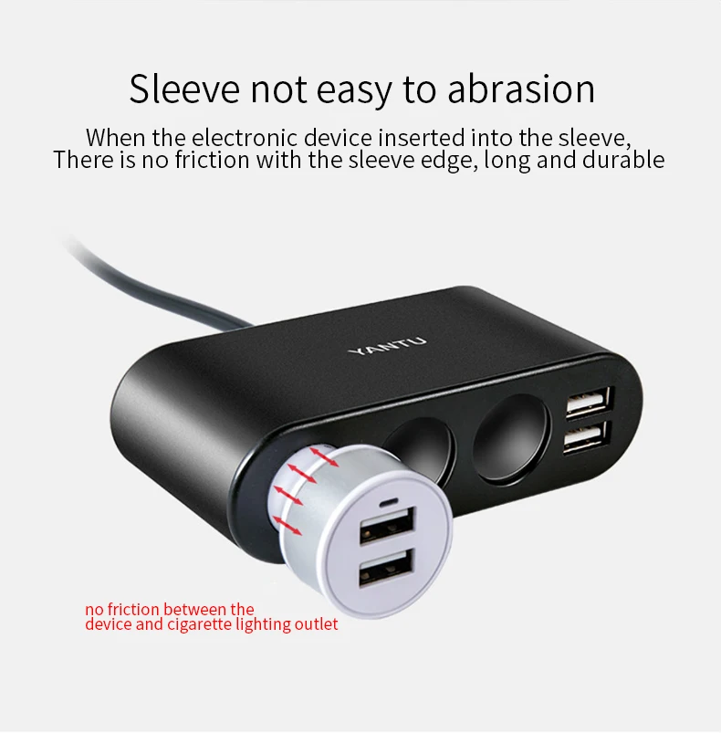YANTU B08 оптовая цена 12 в 24 В проводное двойное usb C быстрое автомобильное зарядное устройство адаптер прикуриватель гнездо с контролем напряжения