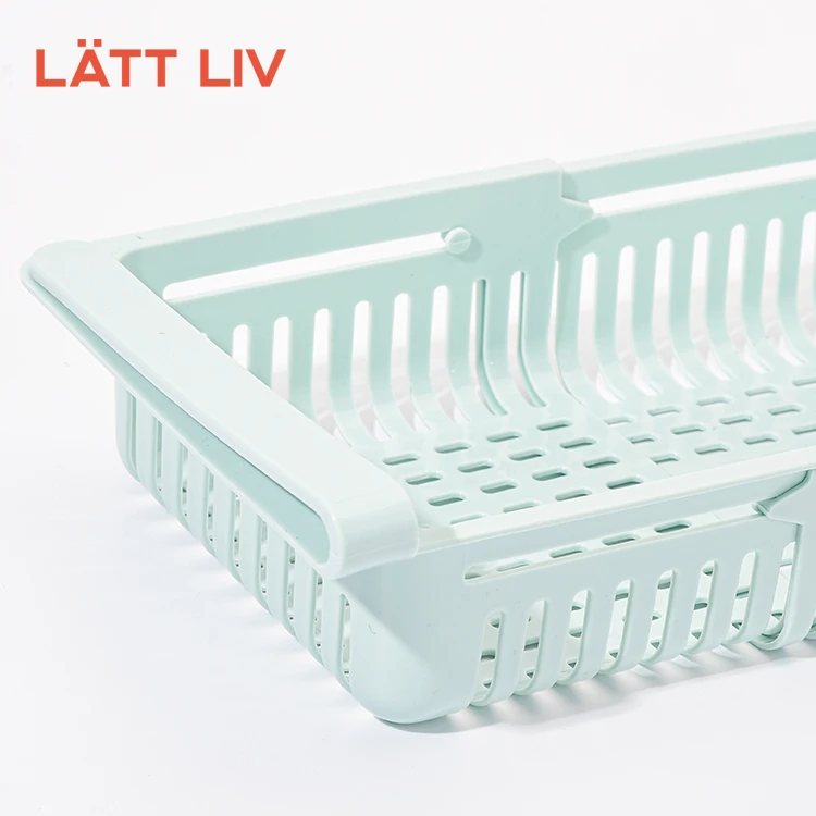 LATTLIV Pull Out Fridge Drawer Organizer Bin Kitchen Food Storage Box Adjustable Plastic Storage Basket for Refrigerator