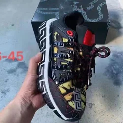 Luxury Designer Reaction Varsace Sneaker Men Women Sport Retro Walking Casual Shoes Zapatillas