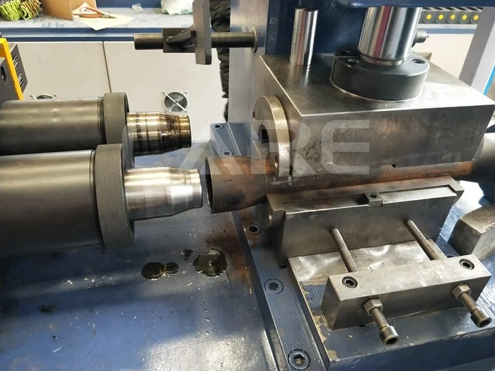 
Single station automatic hydraulic conical tube end forming machine for fitting one tube into another 