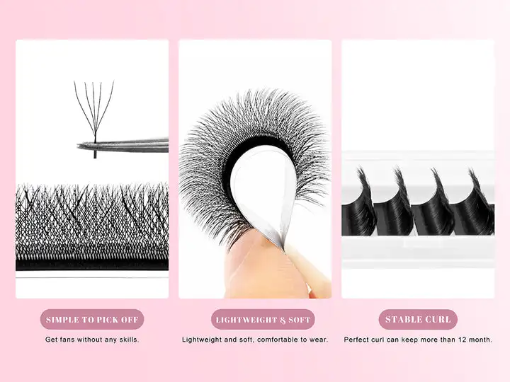 TDANCE custom private label matte wispy C D L Lu curl double tips 3D 4D 5D 6D W shaped lashes volume clover eyelash extensions