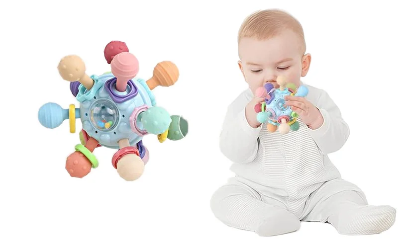 Wholesale baby silicone teether baby rattle toys set  teethers montessori   Rattle Chew toys