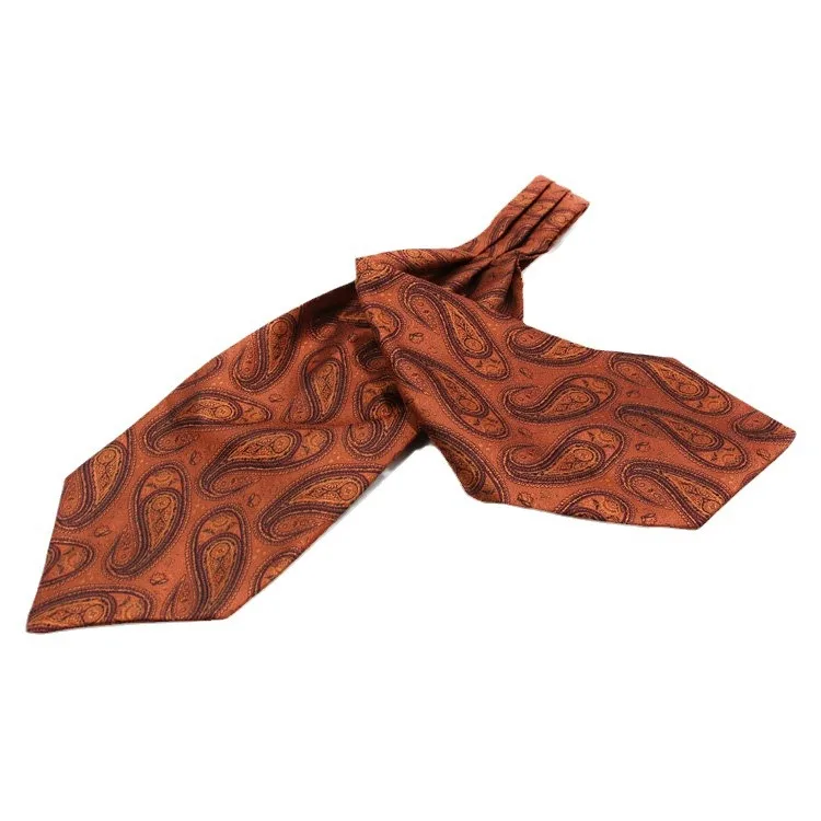 Men Retro Jacquard Paisley Design Scarf Self Necktie Cravat Polyester Fabric Ascot Tie And Matching Pocket Square