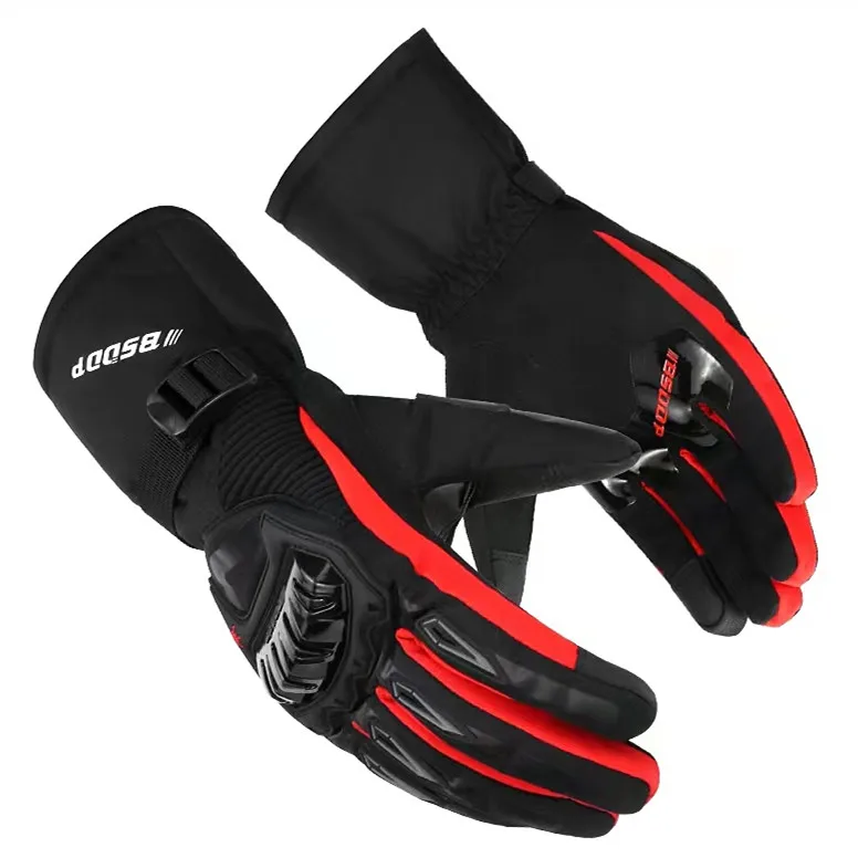 Red Waterproof Touch Guantes Para Moto Invierno Impermeable Rider Long Gloves for Motorcycle Man Woman .