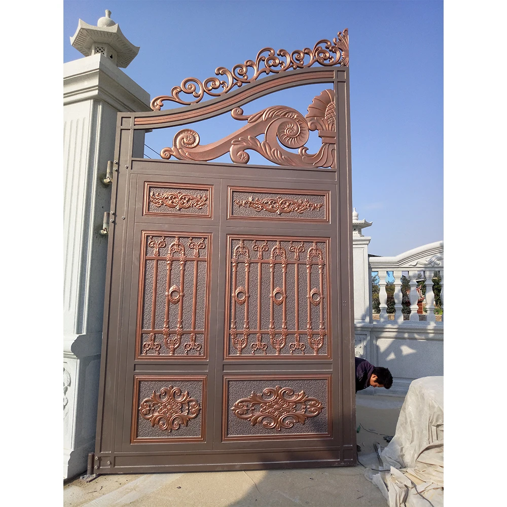 Professional design customized luxury villa solid cast aluminum main gate design