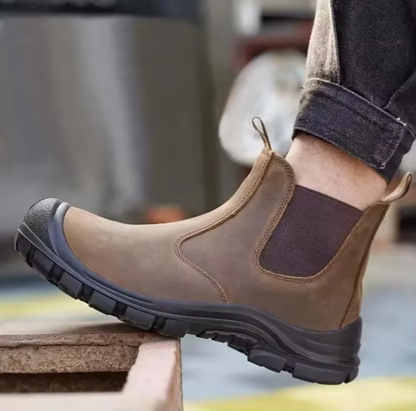 Лидер продаж весенние защитные ботинки страховая черная стальная защитная обувь