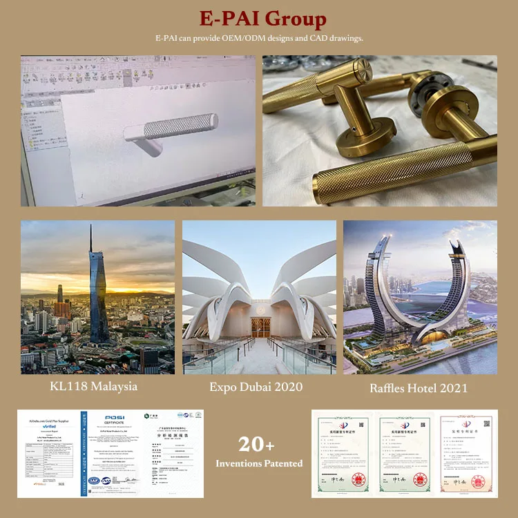 Factory manufacturer wholesale Commercial 12 inches square pipe stainless steel glass wooden pull door handles black