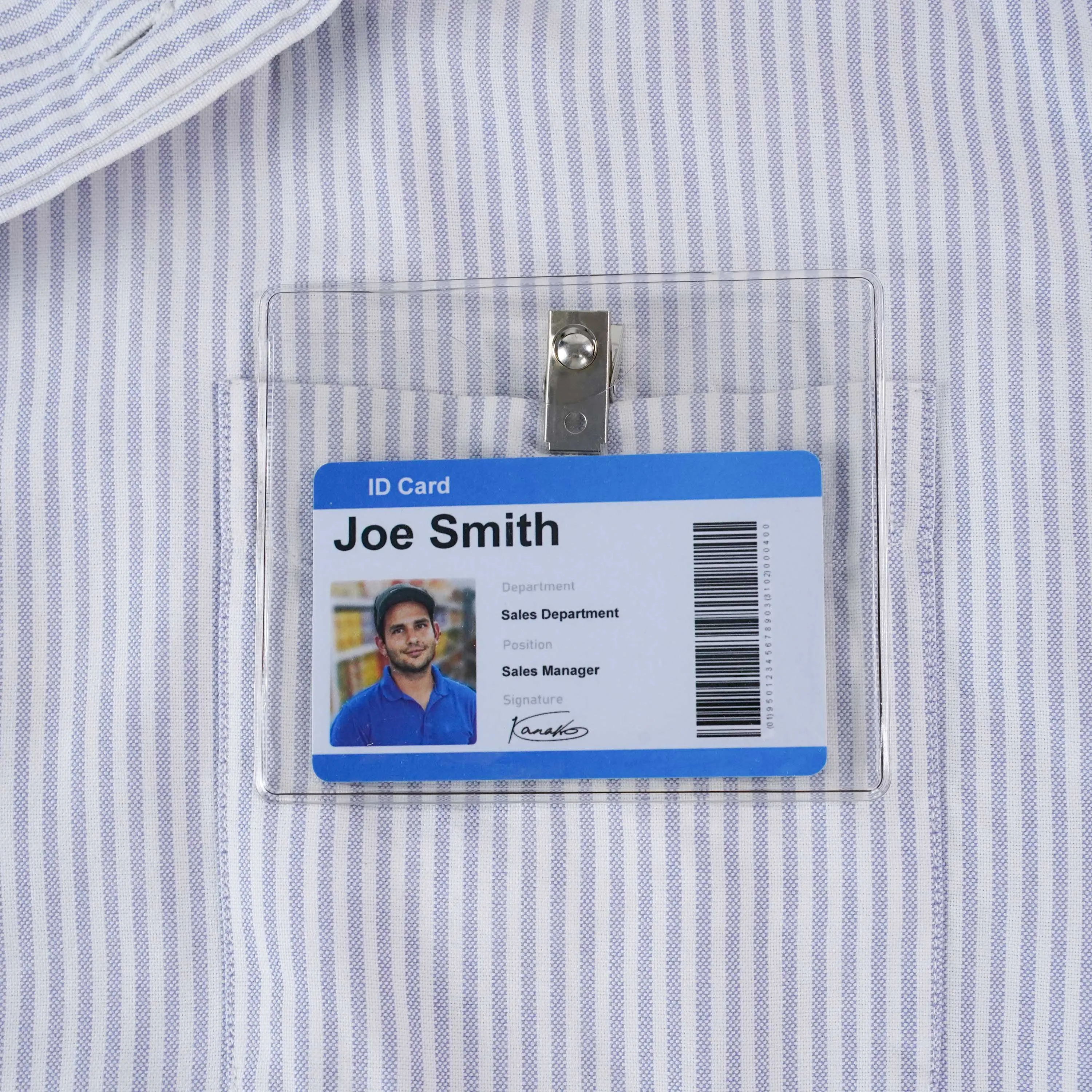 Bestom Waterproof Clear PVC Vinyl Horizontal ID Card Holder Nurse Name Tag Sleeve Badge Holders