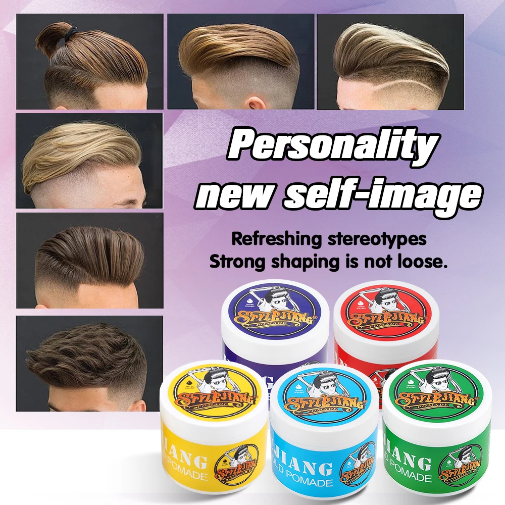 Hot Sale Medium Shine Water Based Hair Wax Pomade For Men Grooming Styling All Day Hold Colorful Edge Control