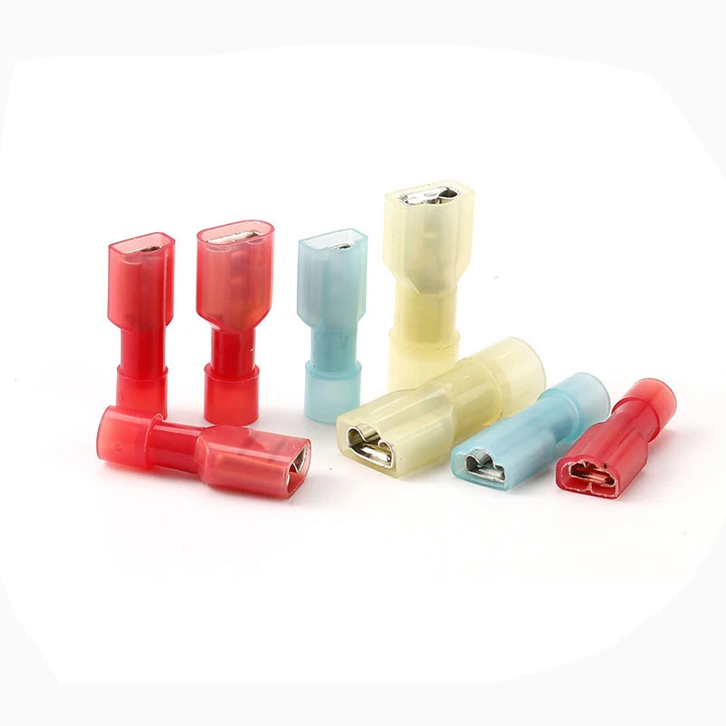 6.3MM Female Male Spade Connector Nylon Fully Insulated Brass Spade Crimp connector Terminals Auto Wire End Terminal Connector