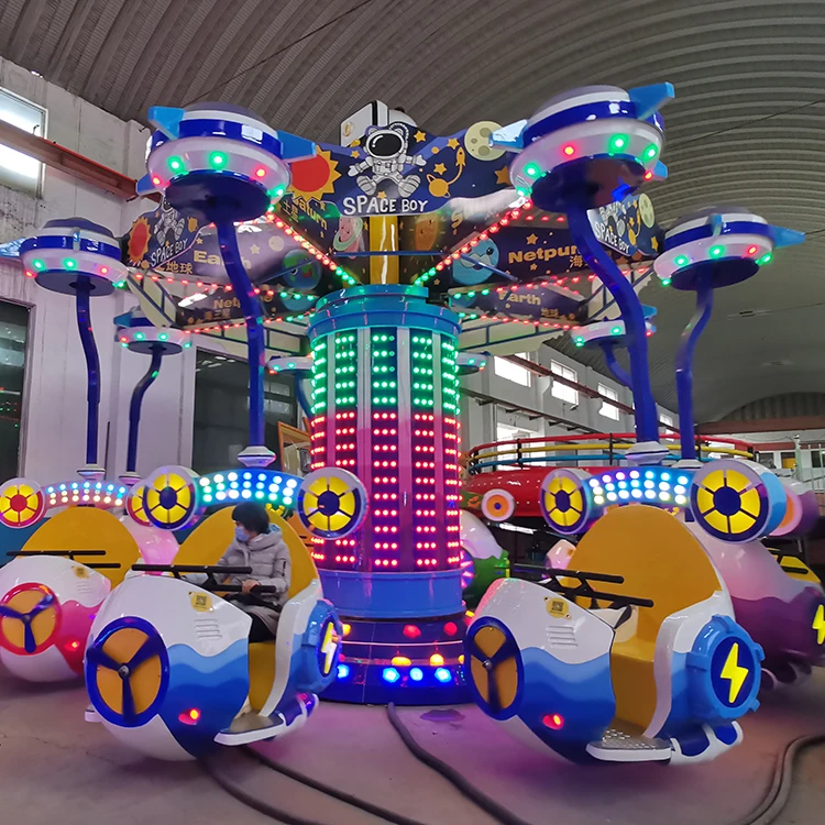 Popular commercial customized kiddie amusement park rides travel through space flying car ride for sale