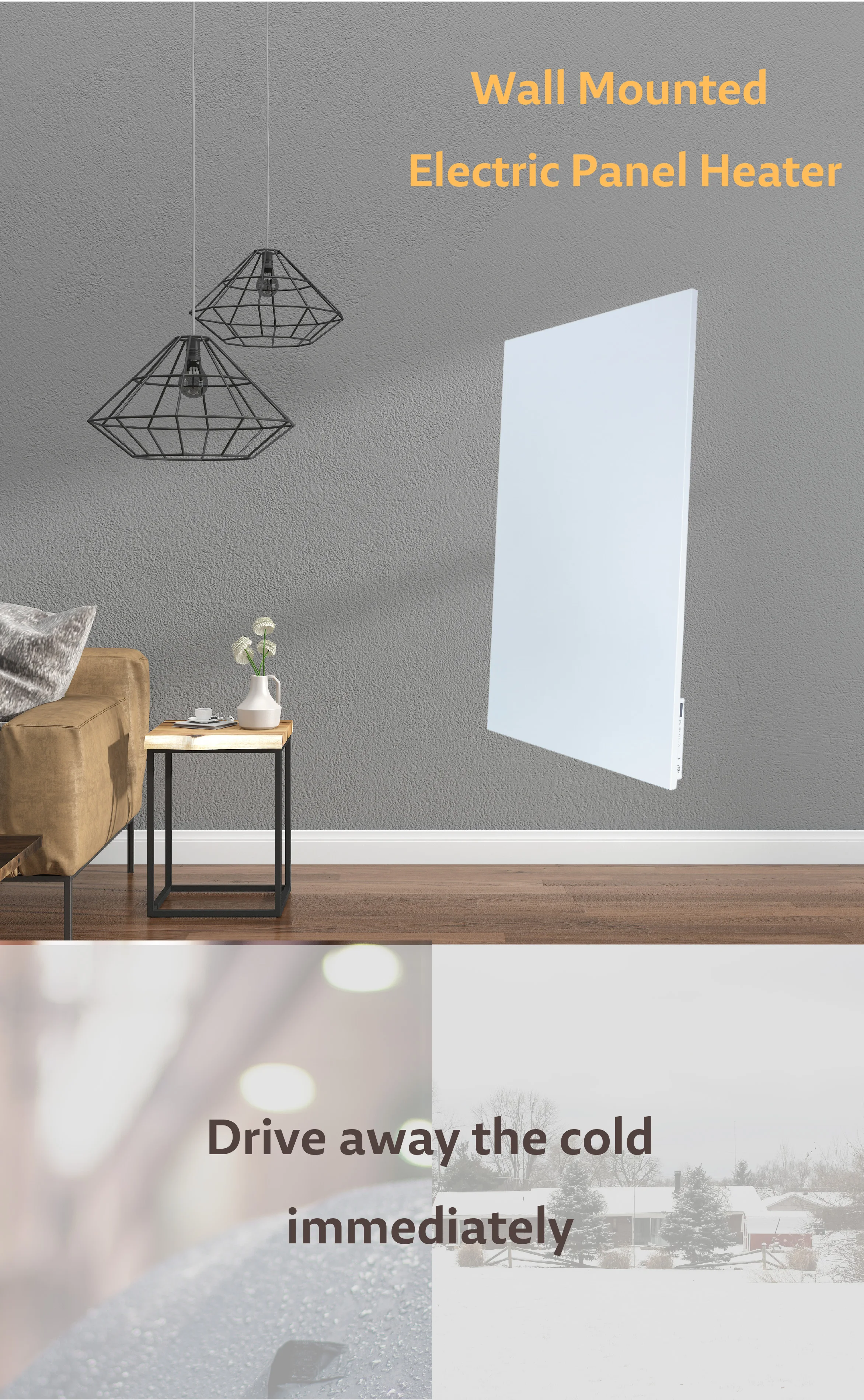 Wall or Ceiling White Carbon Crystal Heating Element IP24 Panel Heater