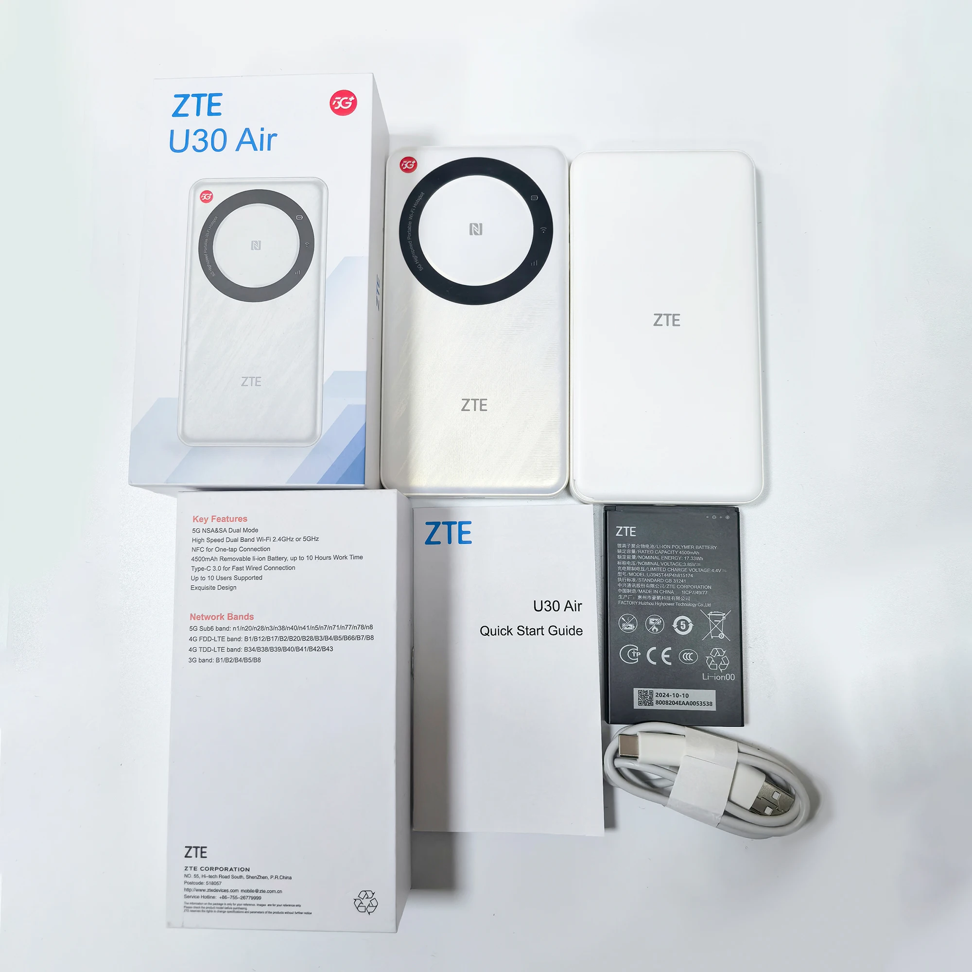 Разблокированный абсолютно новый ZTE U30 Air 5G Карманный WiFi маршрутизатор Sim