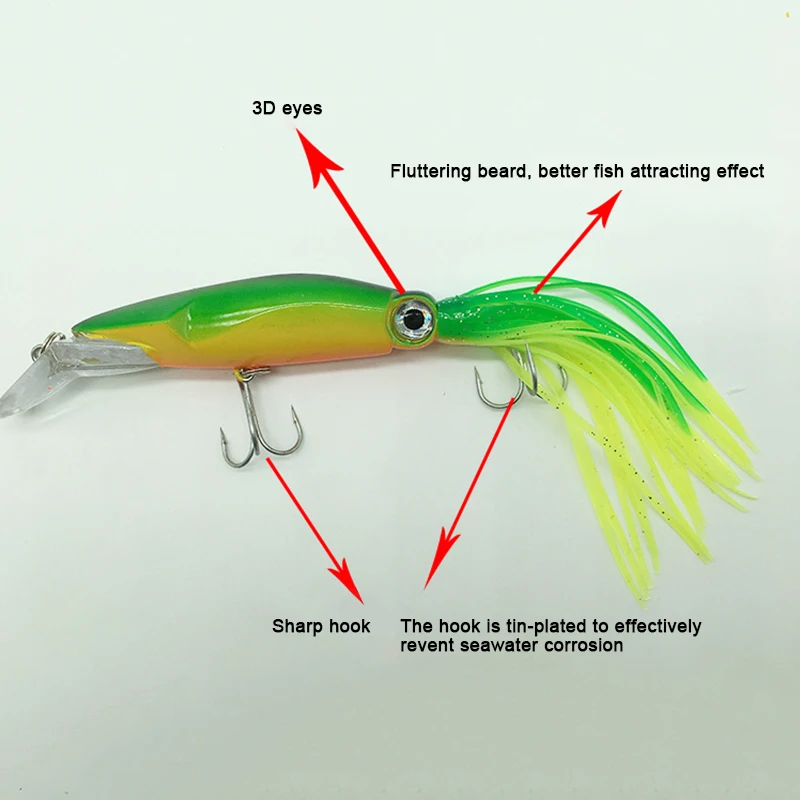 Dropshipping High Quality  Multicolored Lead Blocks Squid Hook Fishing Tackle Kit Attractive Squid Hook Fishing Tackle Kit