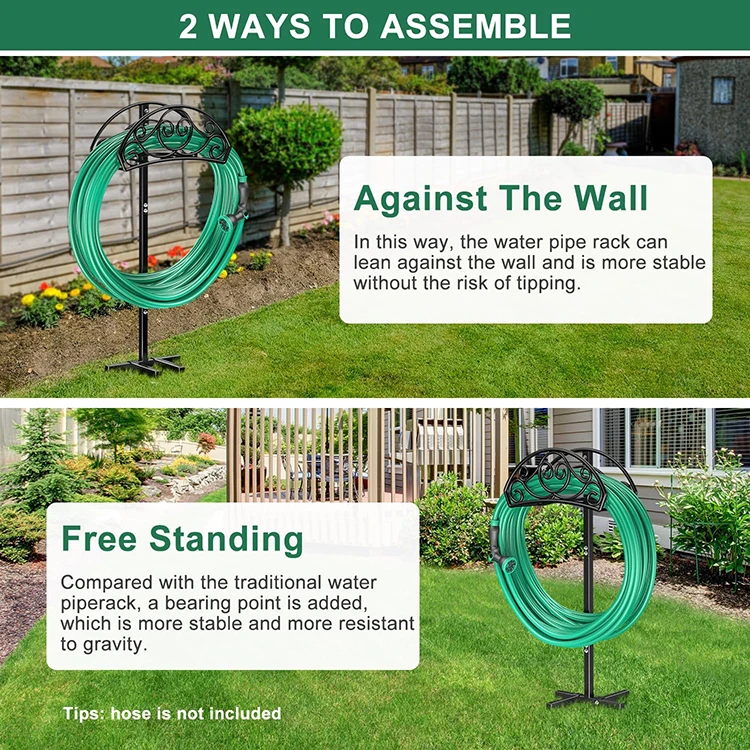 JH-Mech Water Hose Holder with 4 Spikes Widely Used Heavy Duty Detachable Freestanding Garden Hose Holder