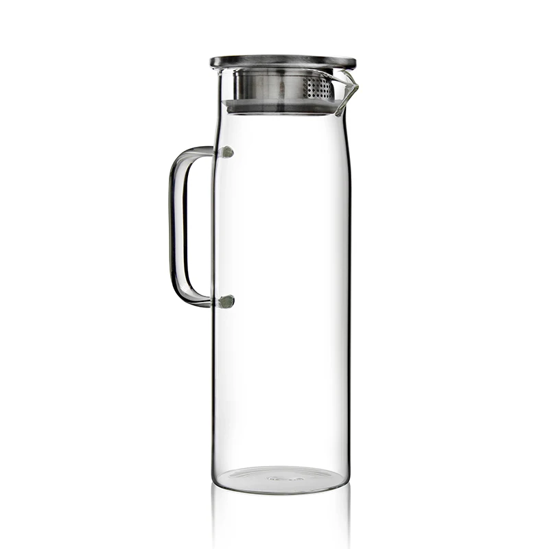 2023 Hot sale High Borosilicate Clear Glass Teapot cold water bottle With Stainless Steel Lid
