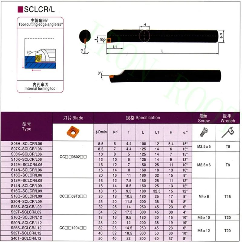 95 degree CNC Lathe Machine Turning Tool S12M-SCLCR/L09 CNC Internal Turning Tool Holder for CCMT Insert